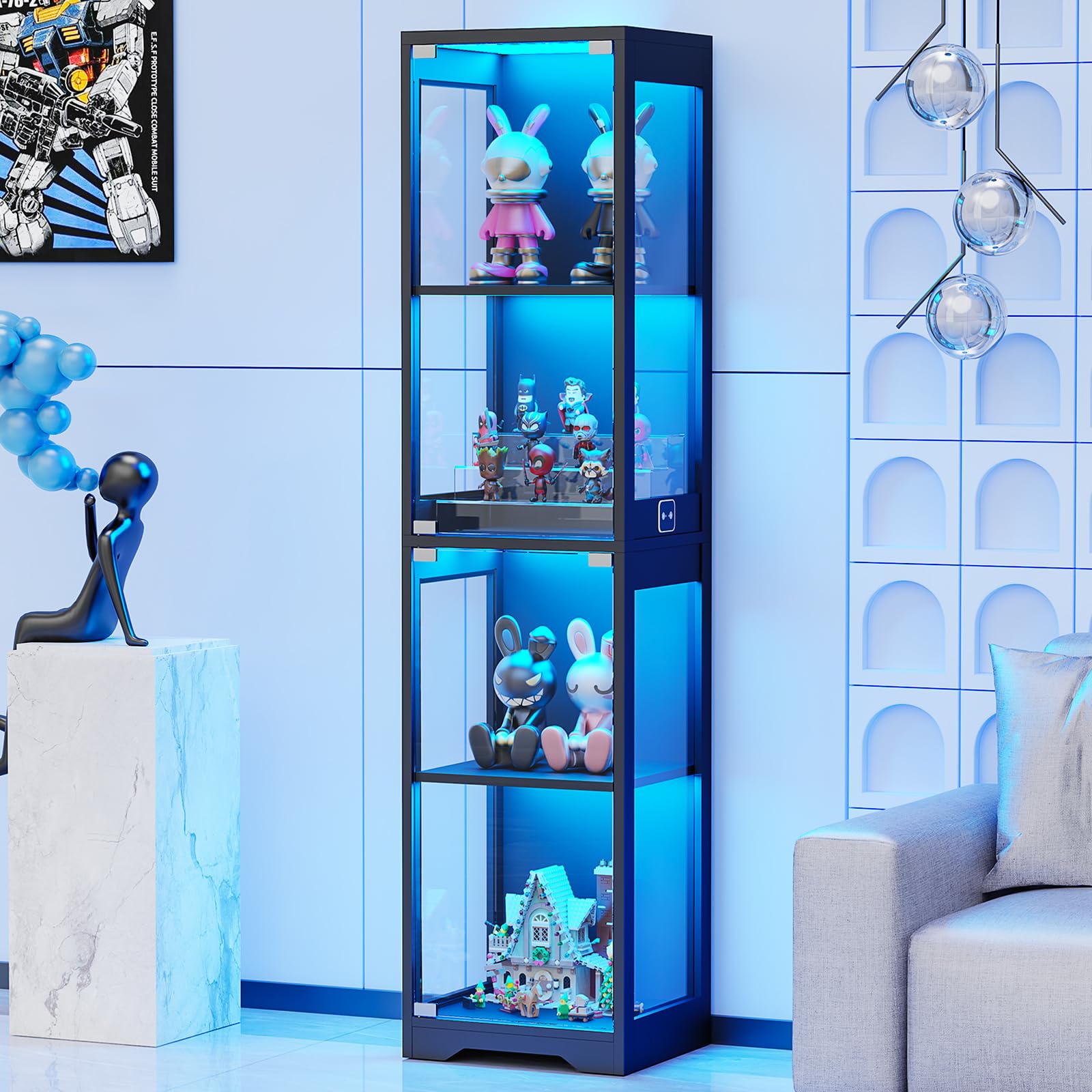 Amazon.co.jp: BROTTAR フィギュア 棚 コレクションケース 4段 LED 人