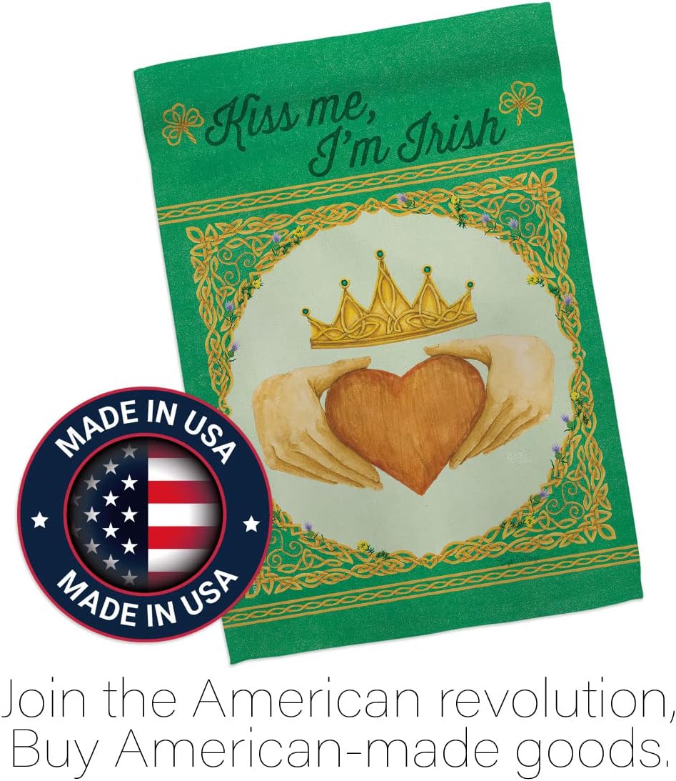 Breeze Decor H102057 Kiss Me I'm Irish Decorative Vertical, House Flag 28" x 40", Thick Fabric
