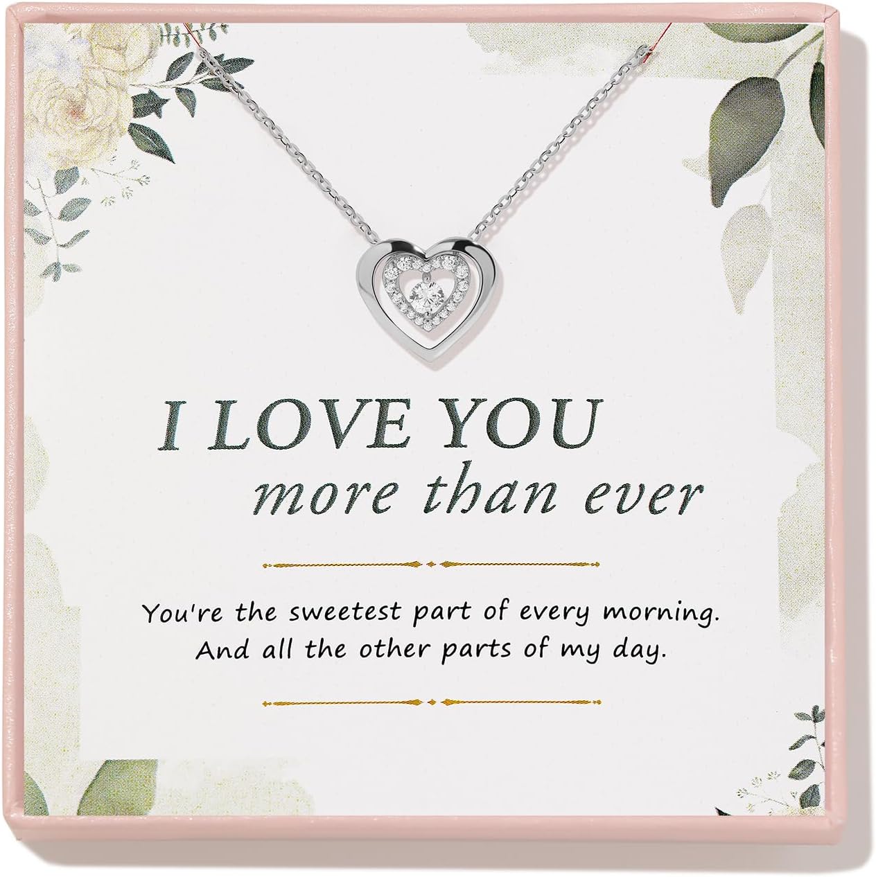 Gifts for Wife, Anniversary Wedding Birthday Gifts for Wife Girlfriend, Inspirational Necklace Jewelry Keepsake Gifts for Lover, Handmade Sterling Silver Heart Necklace for Women