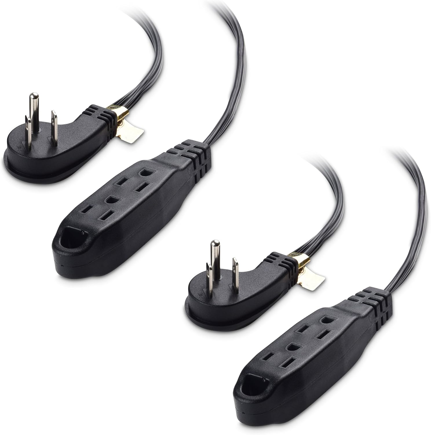 Cable Matters 2Pack Flat 3 Outlet Extension Cord 10 ft with Space