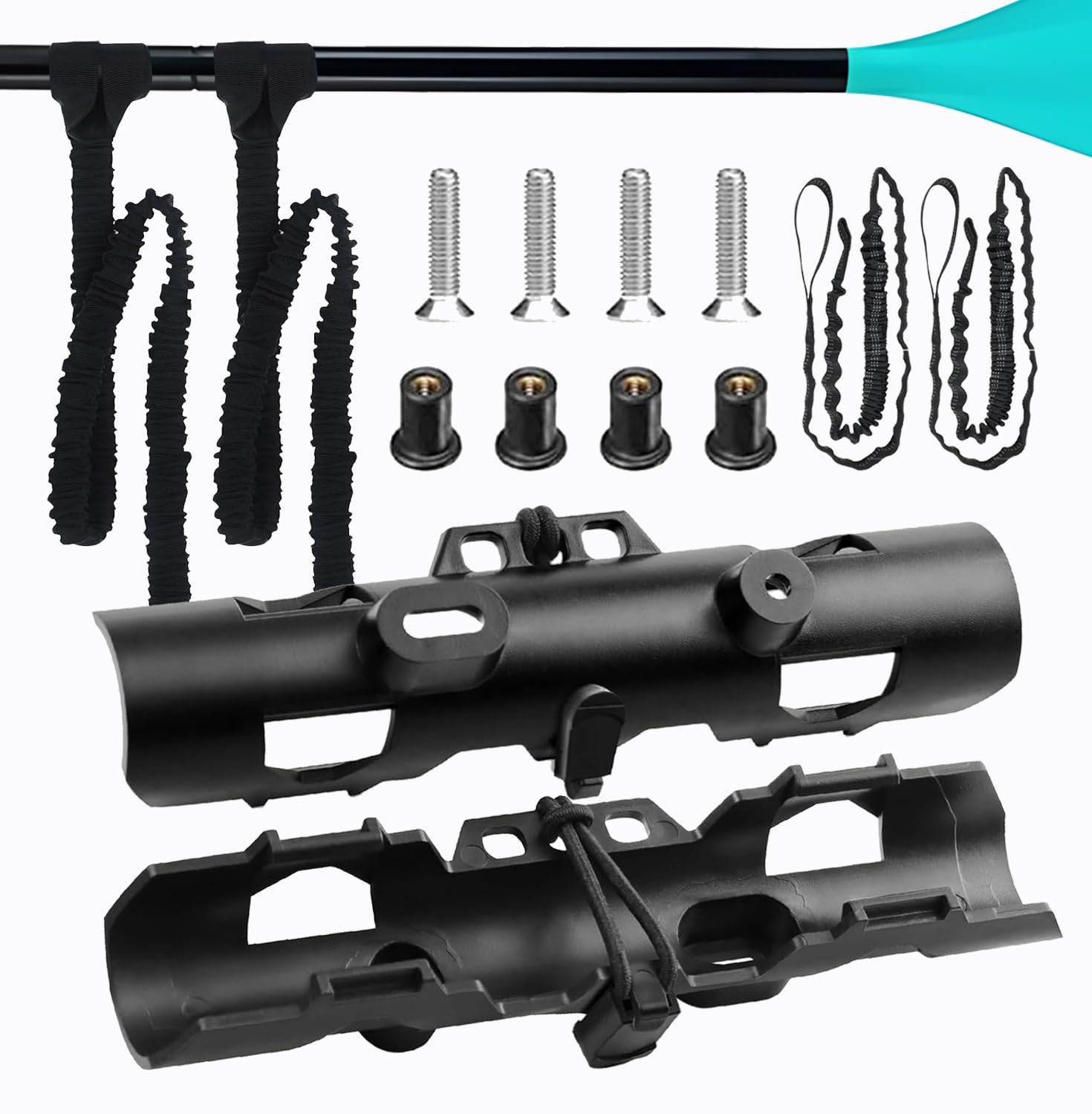 Apaspoil 2PCS Kayak Paddle Holder, Coming with Adjustable Kayak Paddle Leashes & Locking Kits