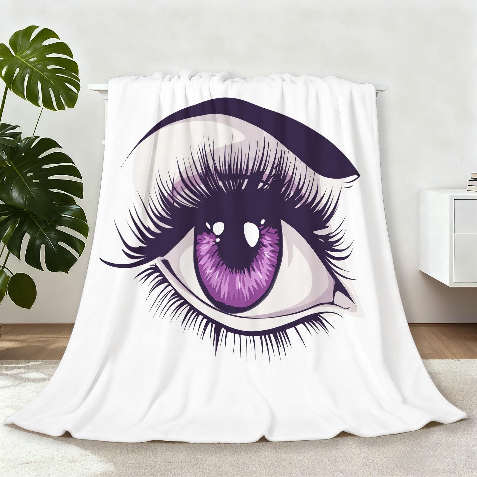 Couverture douillette yeux plaid polaire d'hiver chaud et moelleux pour lit