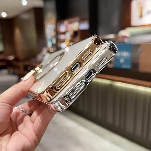 Miniatura 4 de Uioeua - Funda magnética transparente compatible con iPhone 13 Pro, revestimiento de lujo, brillante, transparente, a prueba de golpes, con