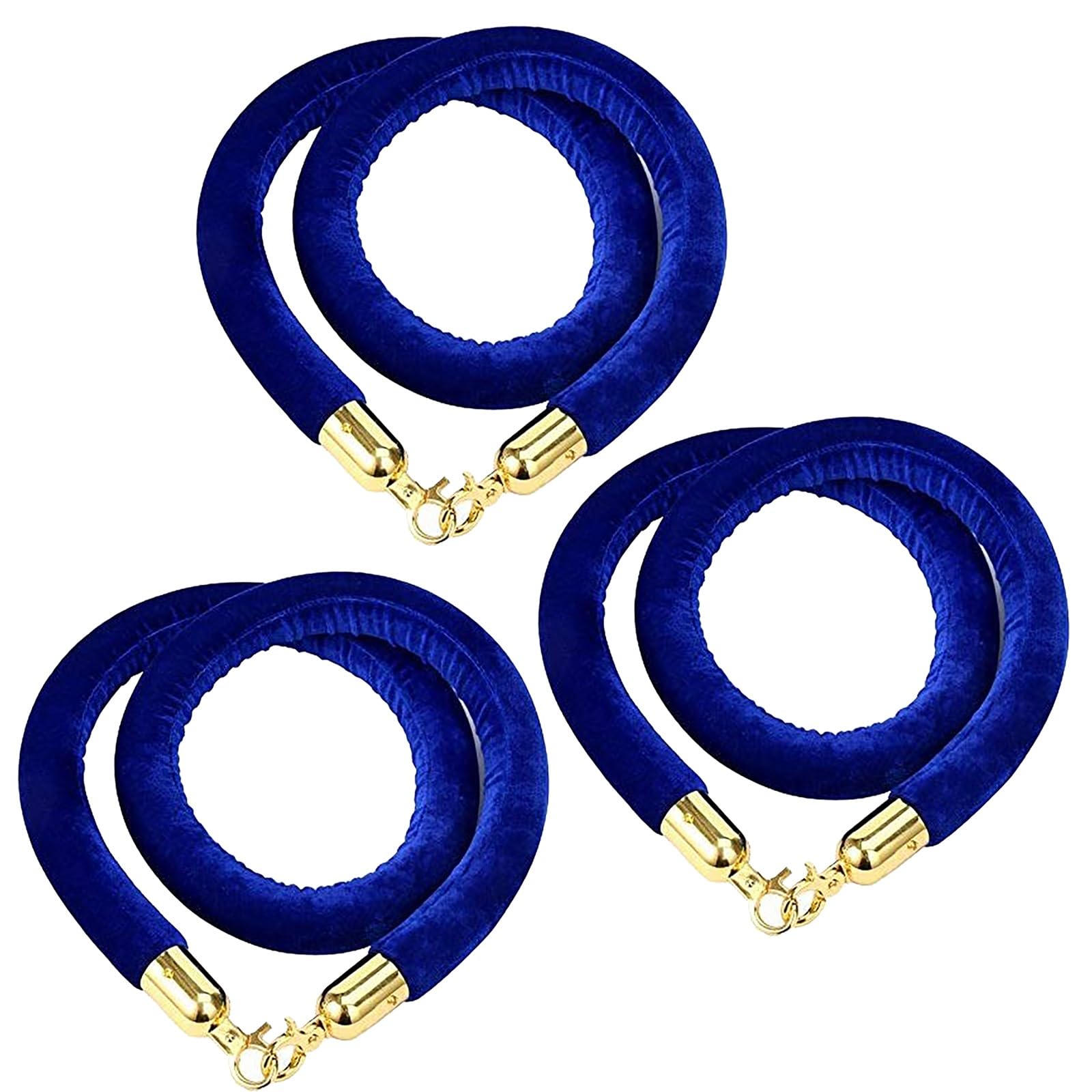 Corde de poteau en velours bleu marine de 2,4 m avec finitions crochets chromés