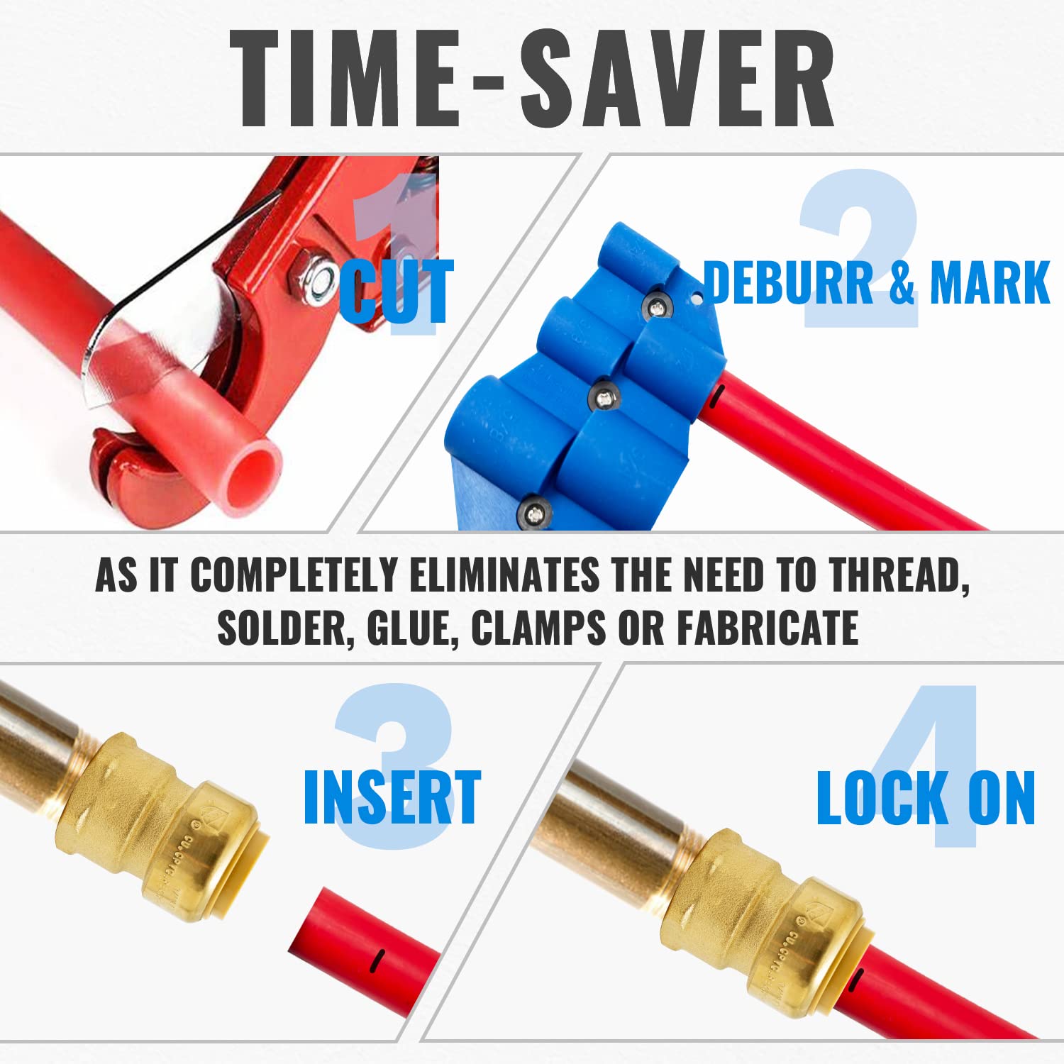 SUNGATOR Adaptador hembra Pushfit de 3/4 pulgadas, accesorios de fontanería de latón para conectar PEX, cobre, CPVC, aprobado sin plomo, con un clip de desconexión, paquete de 6