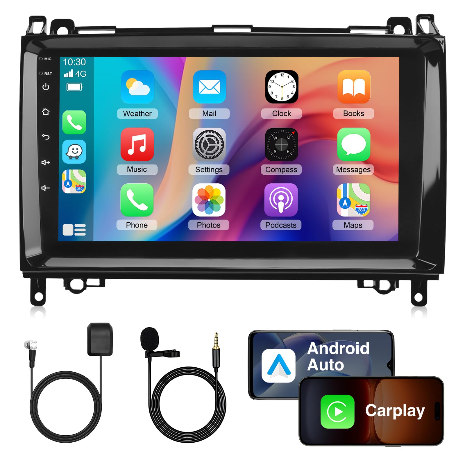 ESSGOO Autoradio für Mercedes W169 W245 W639 W906 2+64GB CarPlay | A-Klasse B-Klasse Vito Viano Sprinter 9 Zoll Android Auto GPS WLAN Bluetooth