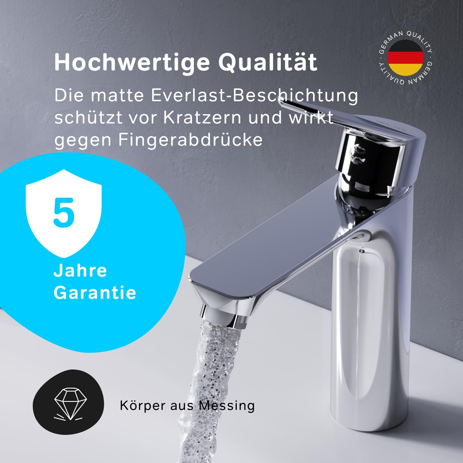 FTA02100 Basin Faucet Hit Faucet Bathroom Sink Mixer Tap (Mixer) Bathroom Tap, Ceramic Cartridge 30 mm, Chrome, FTA02100 AM.PM - Image 3