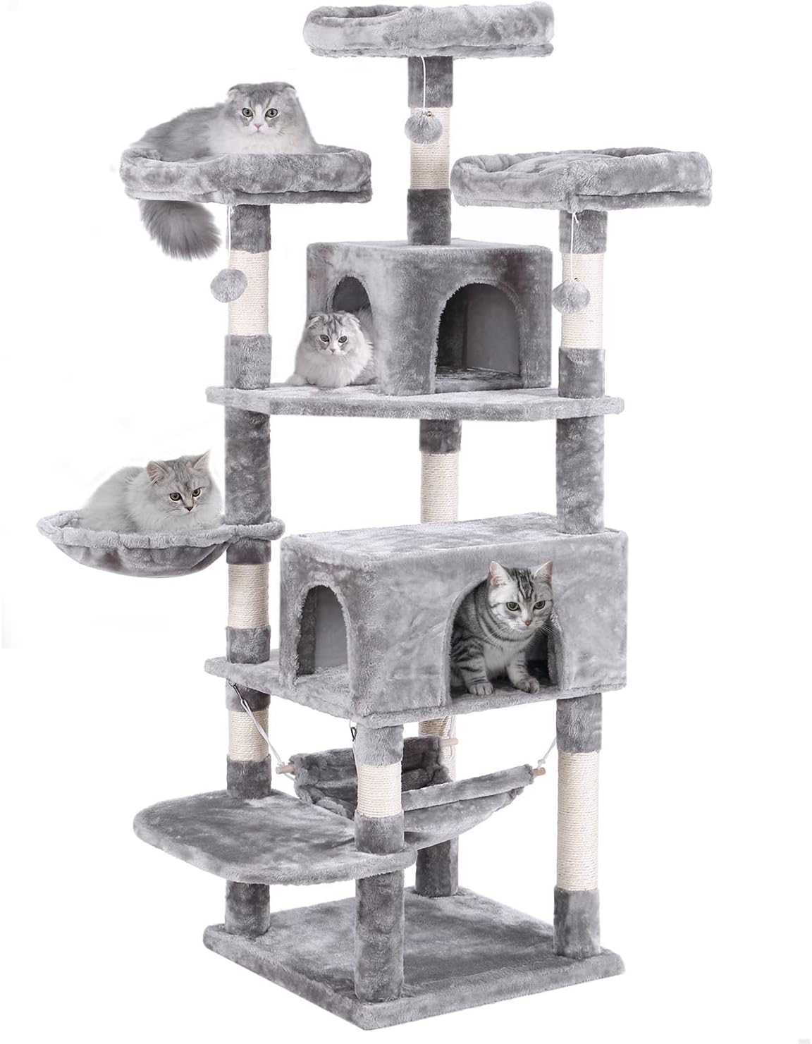 BEWISHOME Cat Tree for Indoor Cats 66.3 Inch MultiLevel