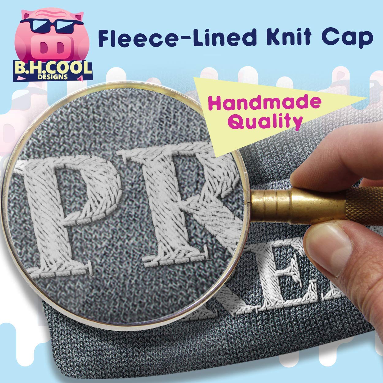 Embroidered Port & Company CP91L Custom Fleece Lined Beanie, Grey