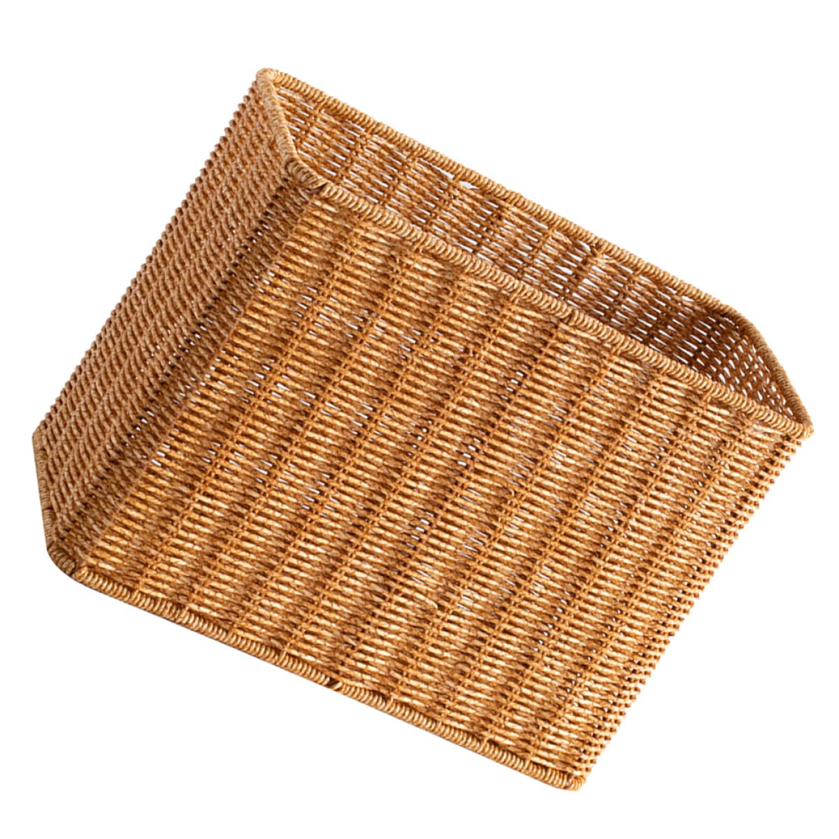 MAGICLULU Cestino Portaoggetti Intrecciato in Plastica Resistente, Organizzatore da Scrivania Grande Formato Colore Caffè Chiaro, Contenitore Multiuso per Casa e Ufficio