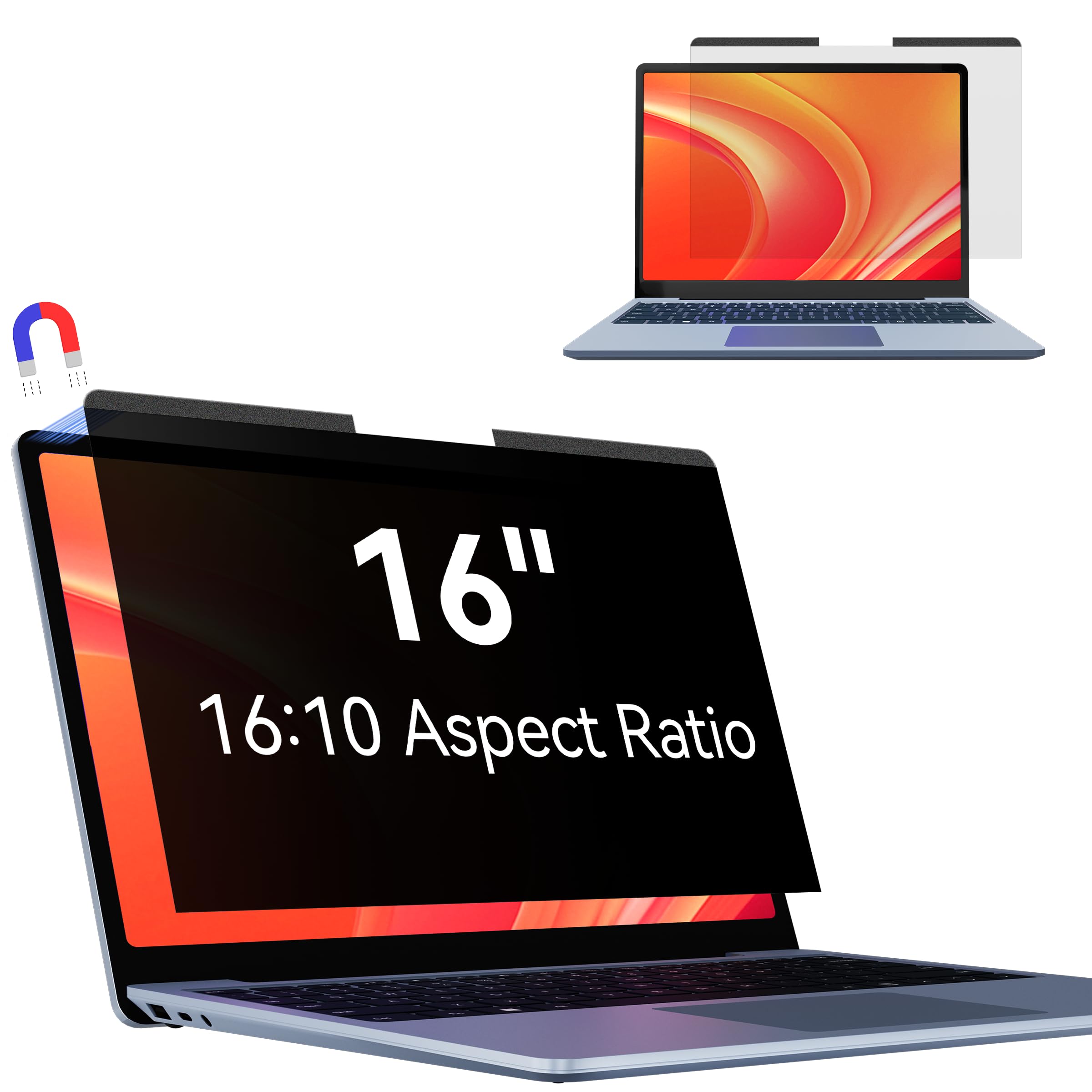 Magnétique Filtre de Confidentialité 16 Pouces 16:10 pour Ordinateur Portable HP Dell Acer Lenovo Thinkpad Envy Anti-Lumière Bleue