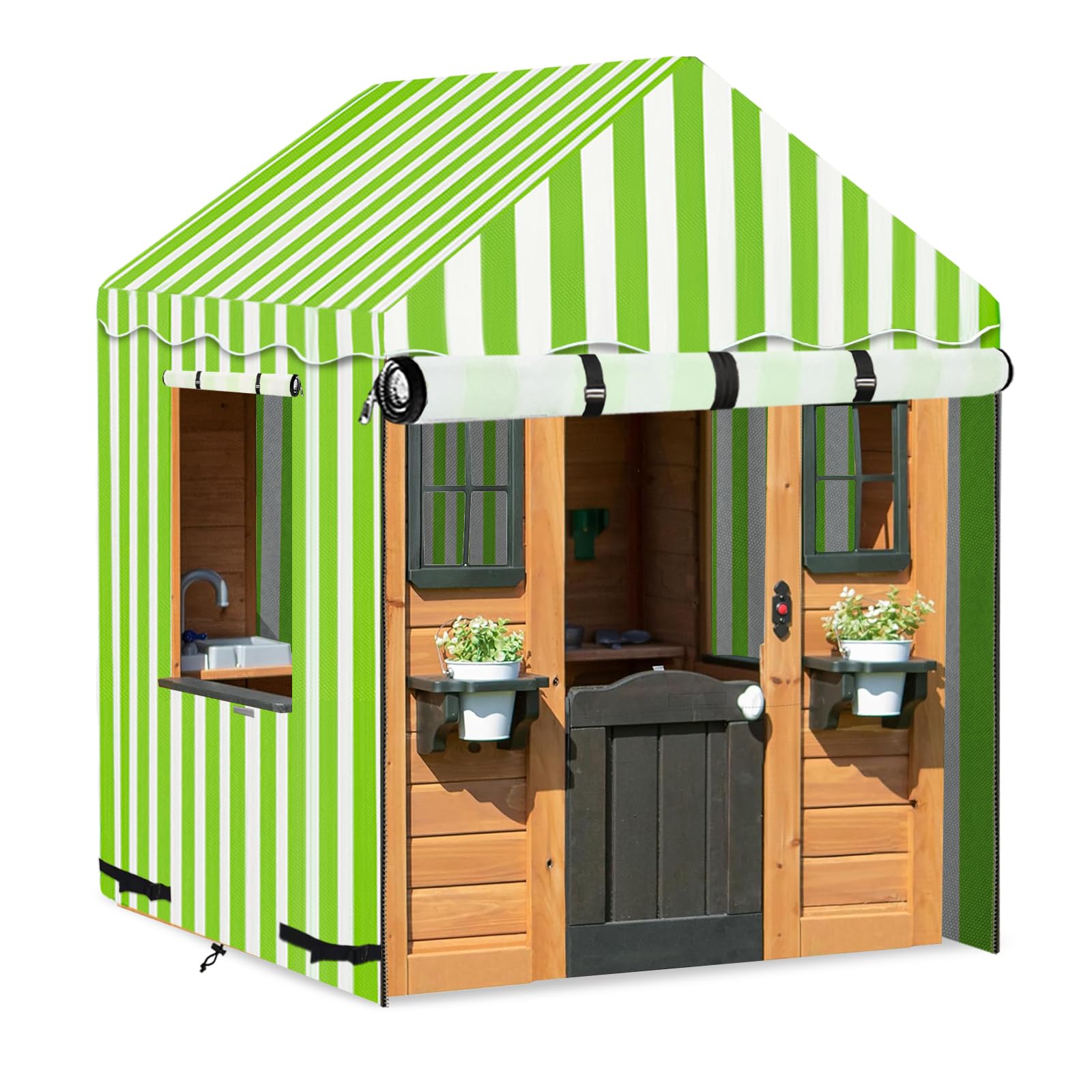 Outdoor Wooden Kids Playhouse Covers,Heavy Duty Waterproof Dustproof Playhouse Cover for Multiple Brands Playhouse(Green57 Lx 57