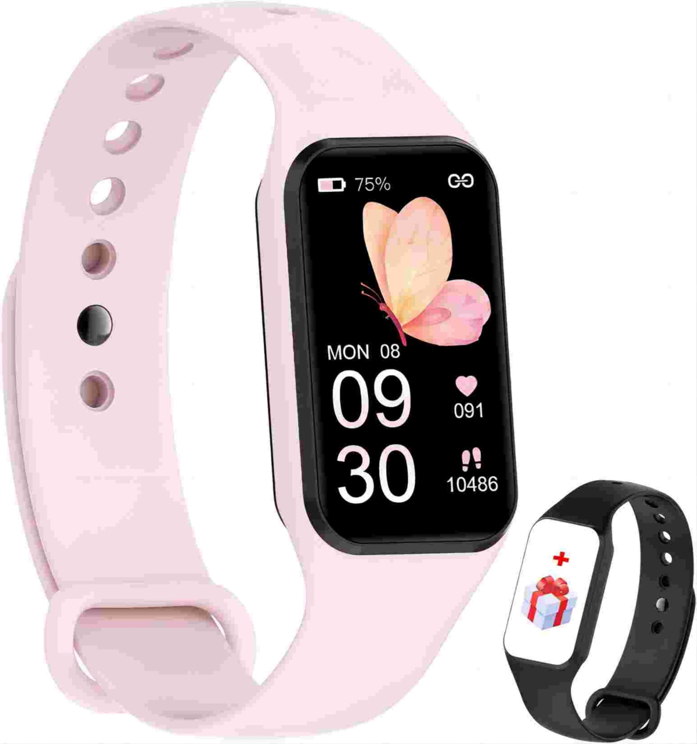 IOWODO R1 Smartwatch donna con ossimetro (SpO2) Monitor Contapassi frequenza cardiaca Sonno Pedometro,Smart Watch donna uomo con notifica messaggi,IP68 impermeabile per Android iOS (2 cinturini)