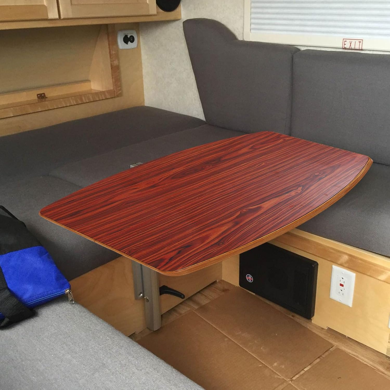 RVダイニングデスクトップ、600 X 400 X 20mm茶色の木製穀物赤いローズウッドレインプルーフコーティングヨットボートデッ