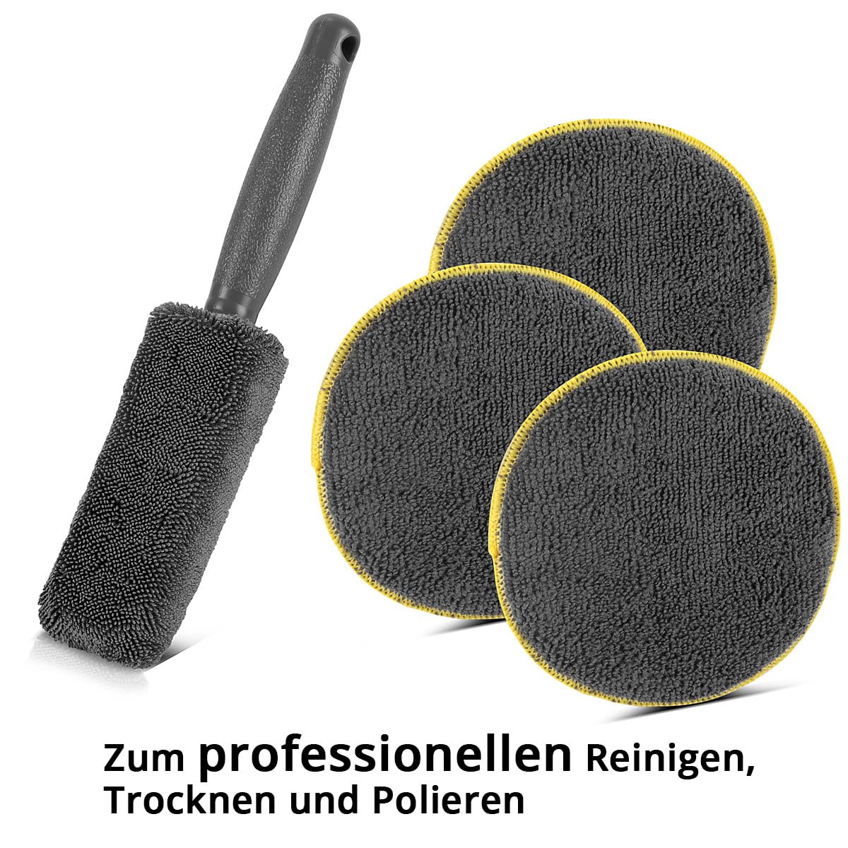 STAHLWERK Werkstatt- und Auto-Detailing-Set 21-teilig | Werkstatthocker 118 kg, Druckluft-Reinigungspistole mit Tornado-Effekt und Autoreinigungs-Set aus Mikrofaser