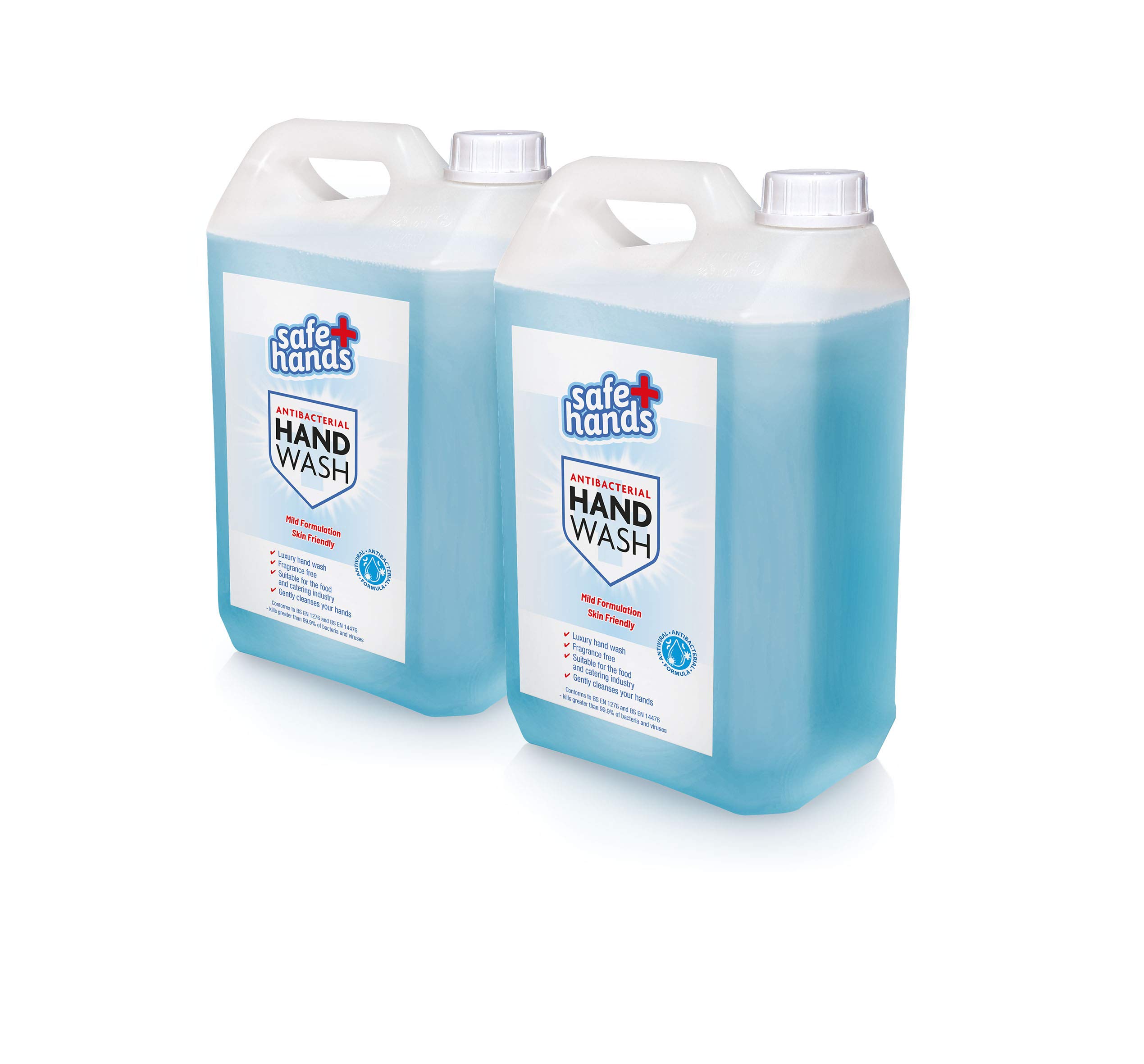 Safe Hands | Hand Wash Liquid Soap | Unfragranced | 5 Litre Refill (2 Bottles) Bulk Buy | Antibacterial/Antiviral Hand Soap | Cleans & Protects Hands | Kind to Skin | Tested & Certified