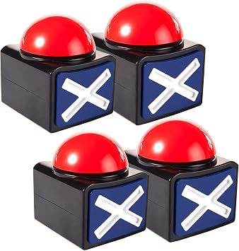 JIALITFUN Game Answer Buzzers 4 Pack, Games Buzzer for Trivia Quiz Got Talent Games with Lights and Sound Game Show Button Family Feud Board Game