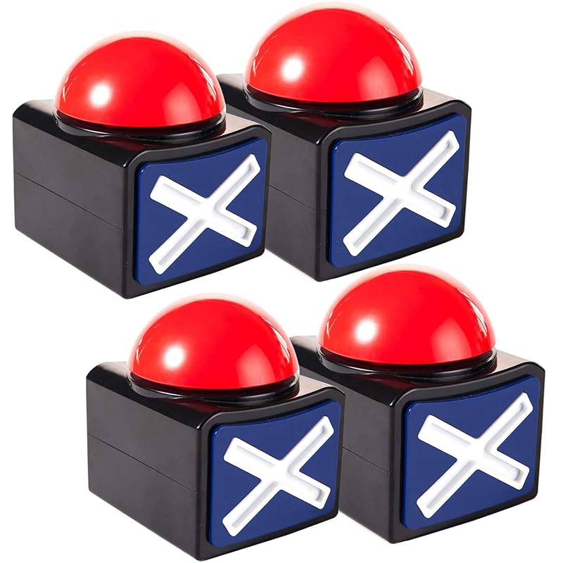 JIALITFUN Game Answer Buzzers 4 Pack, Games Buzzer for Trivia Quiz Got Talent Games with Lights and Sound Game Show Button Family Feud Board Game