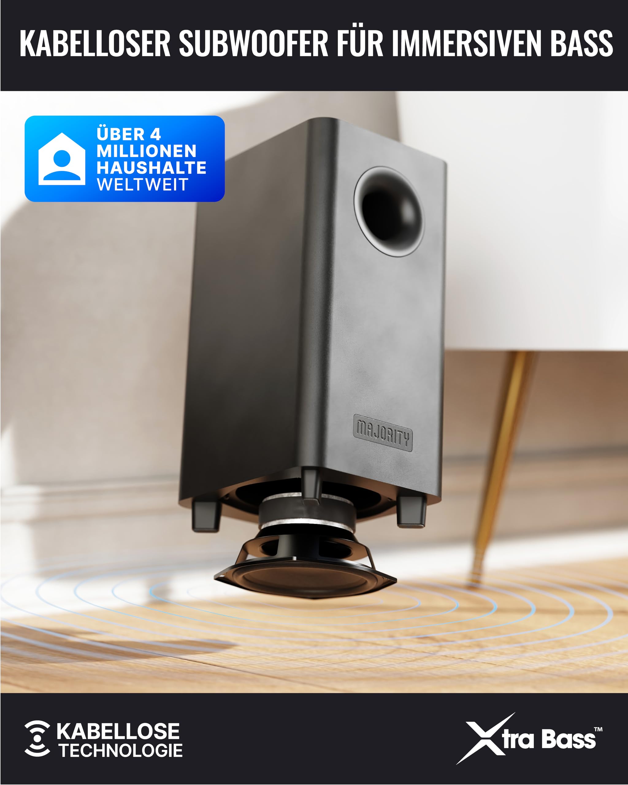 MAJORITY Bowfell Halo Atmos Soundbar für TV Geräte | 300W Lautsprecher für Fernseher mit Subwoofer | 5.1 Dolby Atmos Heimkino Surround Sound System mit HDMI eARC | Mini Sound Bar PC Bluetooth