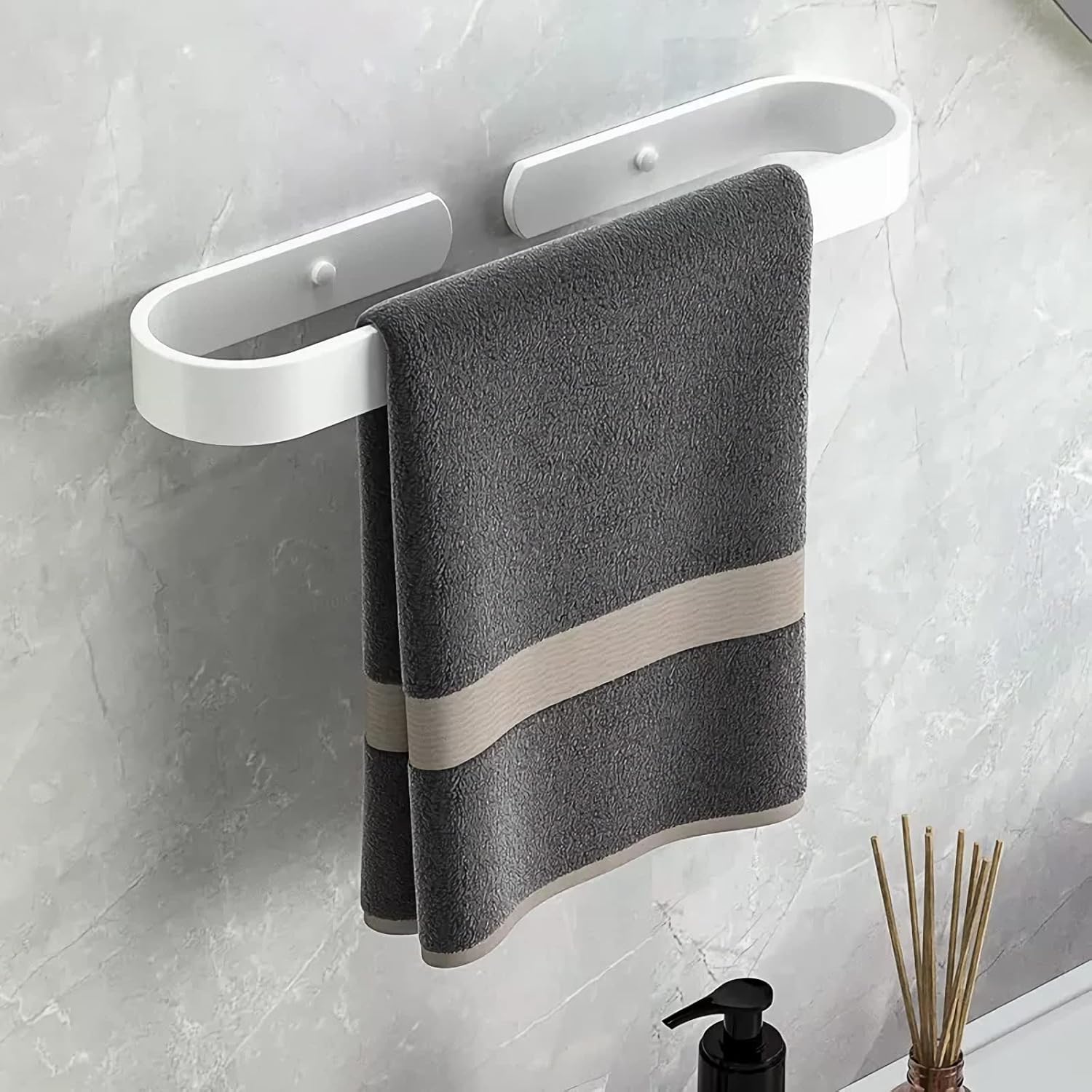 Hand Towel Holder for Bathroom Wall 11.8 Inch, White Bathroom Towel Bar ...