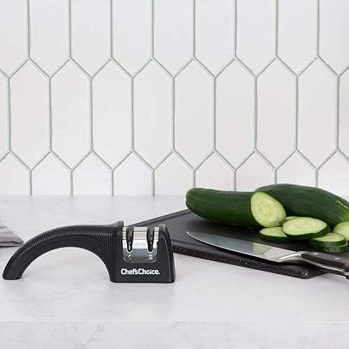 Miniatura 5 de Chef'sChoice Afiladores manuales de cuchillos para 20 grados de borde recto y dentado de cocina comercial y cuchillos deportivos con abrasivos de