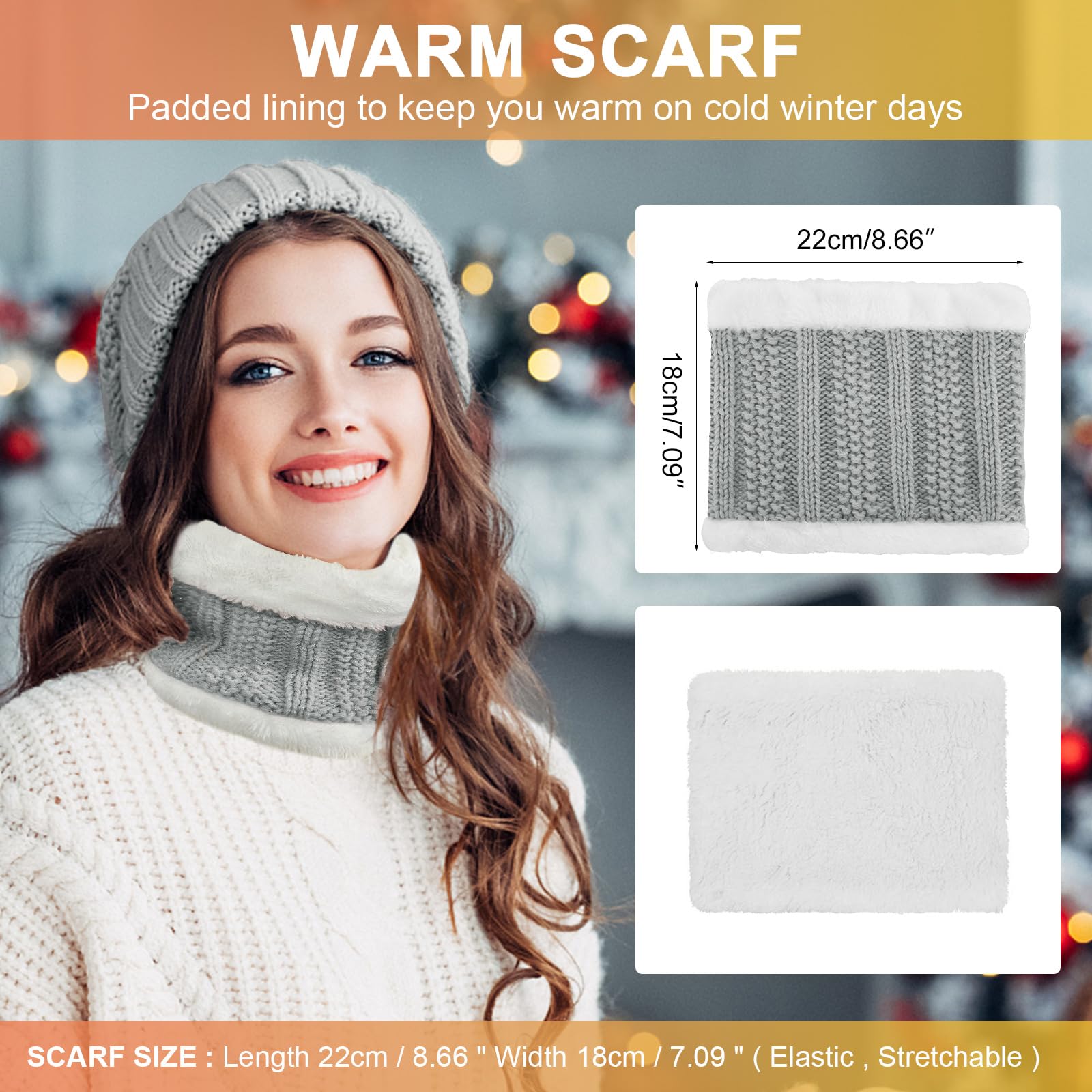 Tuopuda Cappello Sciarpa e Guanti Touch Screen Donna Invernali Berretto in Maglia Beanie Collo della Ciarpa 5 Pezzi Beanie Hat Scaldacollo Calzini Ispessiti Paraorecchie Earmuffs di peluche