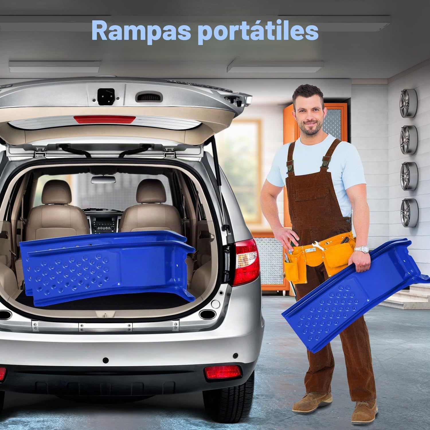 GarveeTech Juego de rampas para automóviles de Alta Resistencia, Capacidad de Carga de 8000 LB, rampas de Acero sólido, Paquete de 2, Altura máxima de elevación de 8 Pulgadas