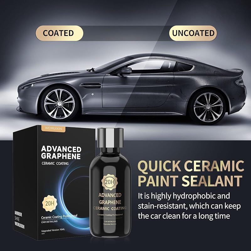20H Advanced Graphene Ceramic Coating for Cars, Ceramic Car Auto Detailing kit (70ml), 10+ Years of Long Lasting Protection,Ultra High Gloss,Apply After Car Wash & Paint Correction