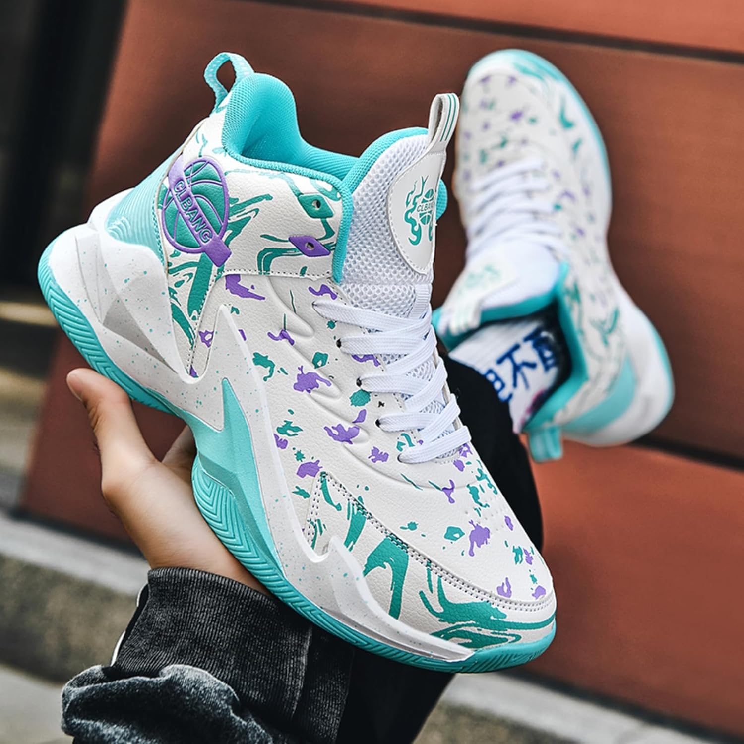 Qiucdzi Men's Basketball Shoes Non-Slip Breathable Outdoor Sneakers Fashion Graffiti Outdoor Sports Training Shoes for Running Walking - Image 6