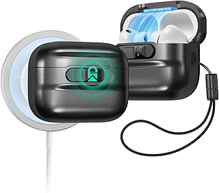 ESR AirPods Pro3 ケース(2025) MagSafe対応 AirPods Pro 第3世代 2025用 マグネット蓋ロック 耐衝撃 ランヤード付き 落下保護カバー 衝撃吸収 エアーポッズプロ3専用 ブラック