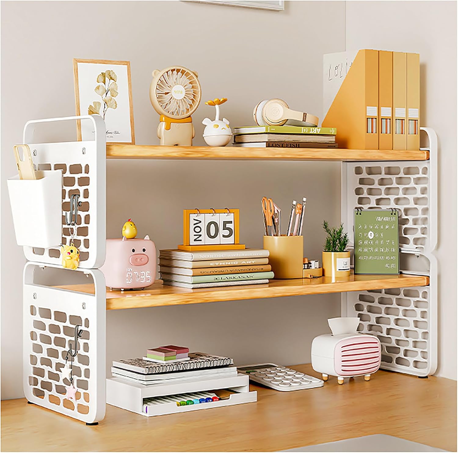 Atkits 3 Tier Desk Hutch Desktop Bookshelf Organizer Desk