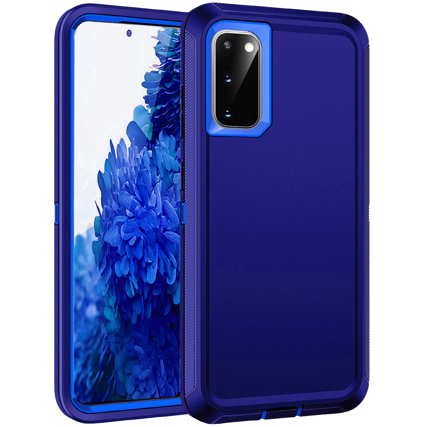 Mieziba for Galaxy S20 FE 5g Case,Shockproof Dropproof Dustproof 3-Layer Full Body Protection Rugged Heavy Duty High Impact Hard Cover Case for Galaxy S20 FE 6.5 inch,Dark Blue