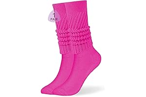 Women's Slouch Socks, Long Pink Socks, Scrunch Knee High Sock