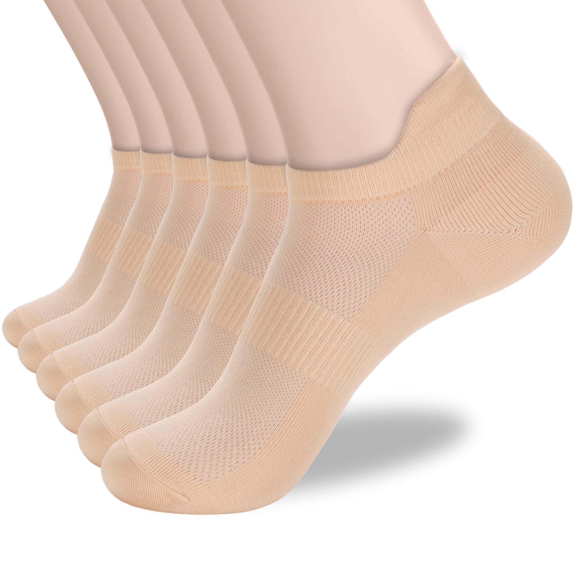 ATBITER Ankle Socks Womens and Men 8/6Pairs Thin Athletic Running Low Cut No Show Socks With Heel Tab, 6 Pairs-nude, 39-42 EU