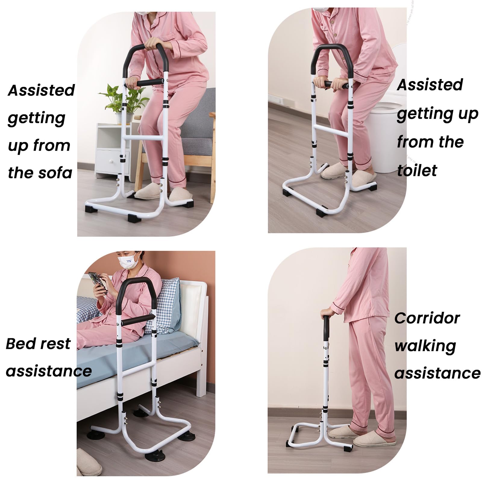 Ayudas de pie de altura ajustable para ancianos, ayuda antideslizante para caminar con soporte de carga grueso para cama, sofá, inodoro, ayuda a la movilidad (color: B)