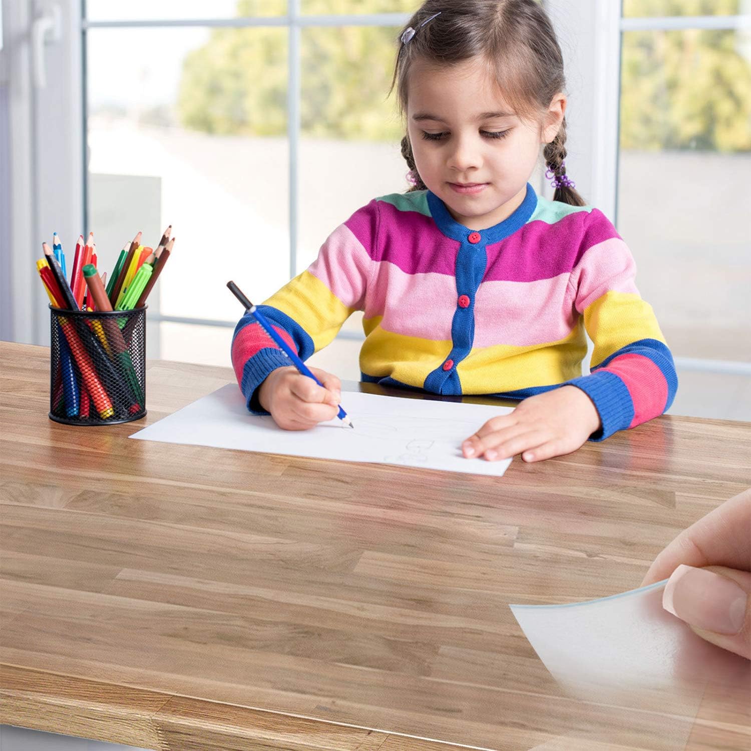 One-Day Sale: Up to 60% Off MYOYAY Clear Table Cover 48 x 24 Inch 2mm Thick Plastic Table Protector Tablecloth Waterproof Rectangle Non-Slip Table Cover for Dining Room Table Kitchen Wood Grain Coffee Table