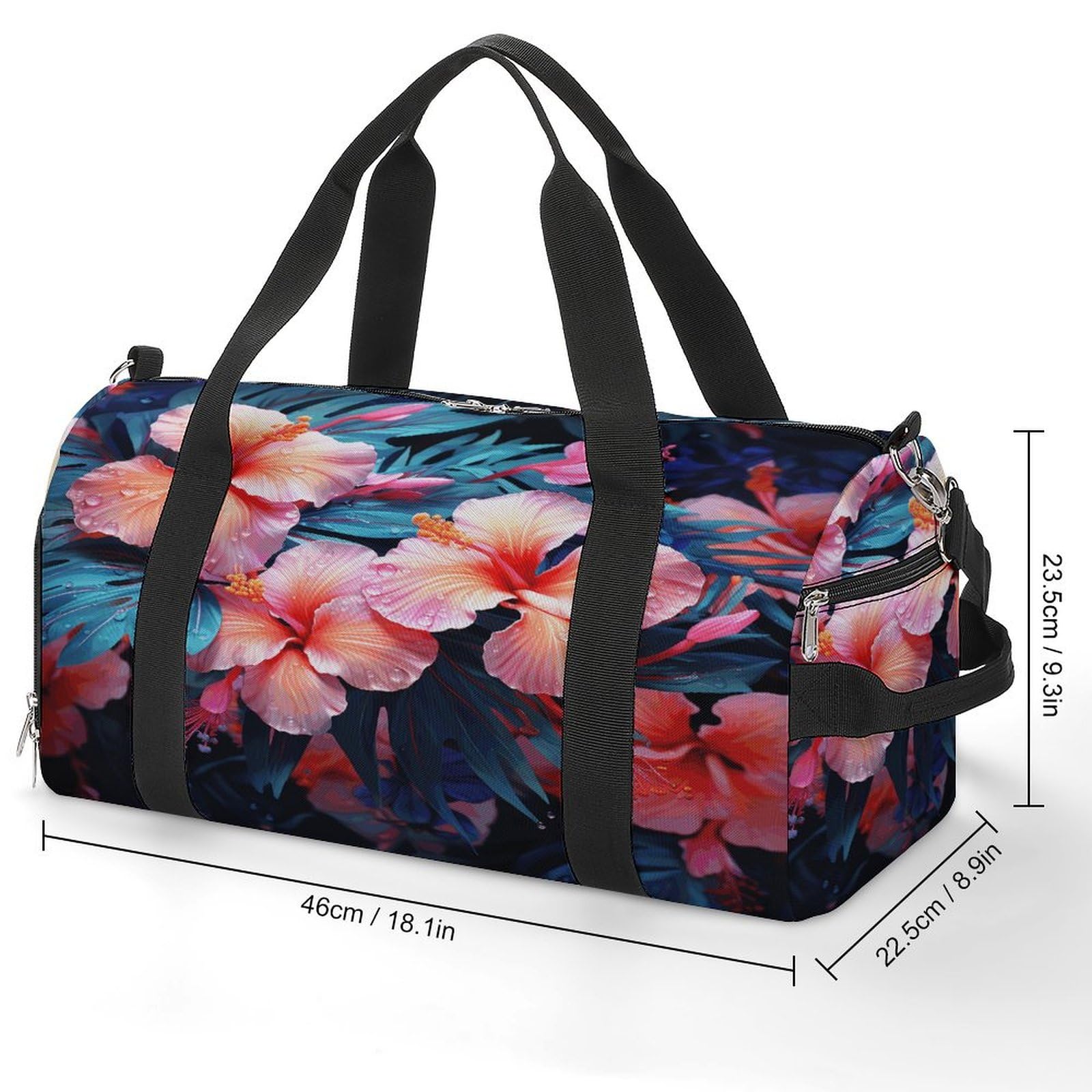 Turnbeutel für Damen und Herren, tropische Blumen, wiederverwendbar, Turnbeutel mit Schuhfach, Stil, Einheitsgröße, modern, Stil:, Einheitsgröße, Modern