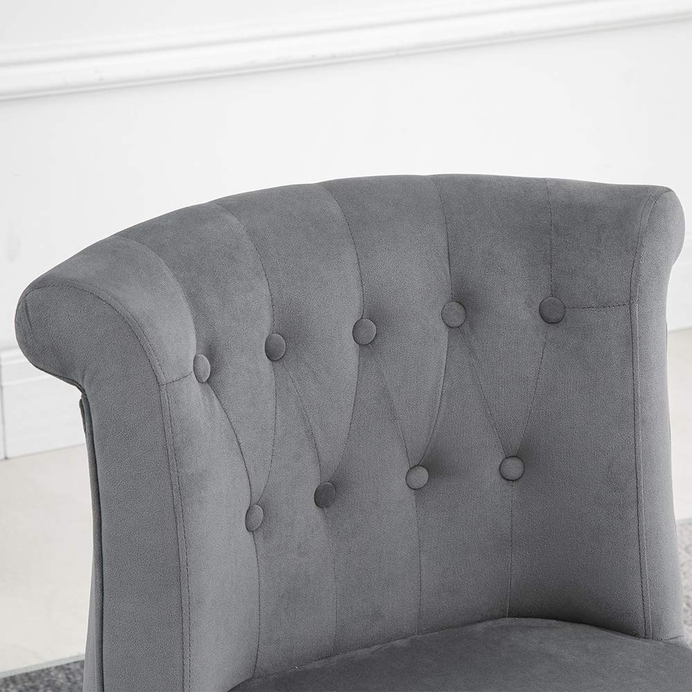 Ansley&HosHo Grey Dining Chairs Set of 2 Velvet Upholstered Seat with