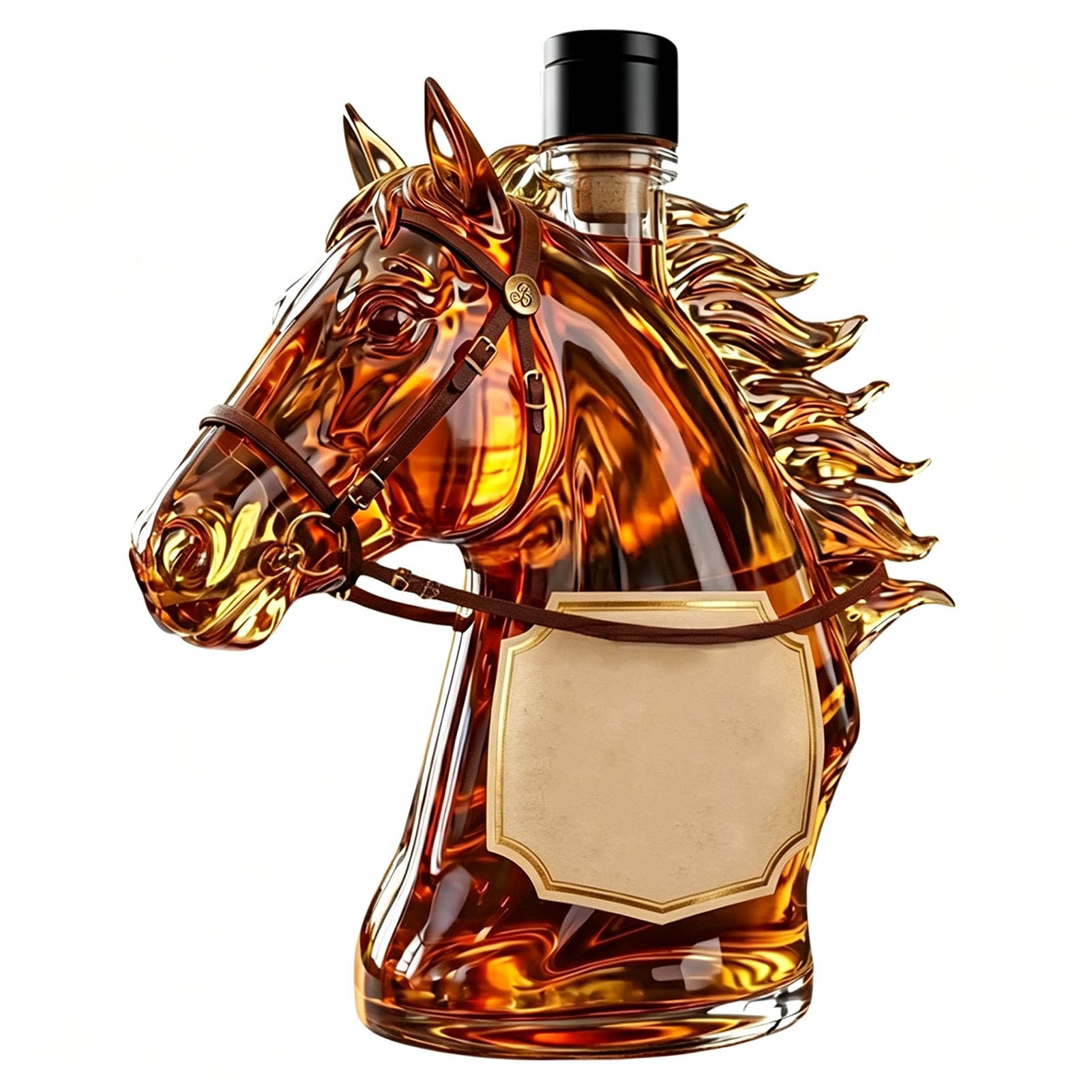 Dtsxftly One Color 3D Horse Head Whiskey Glass Decanter With Kraft Paper Box 11.8 Oz