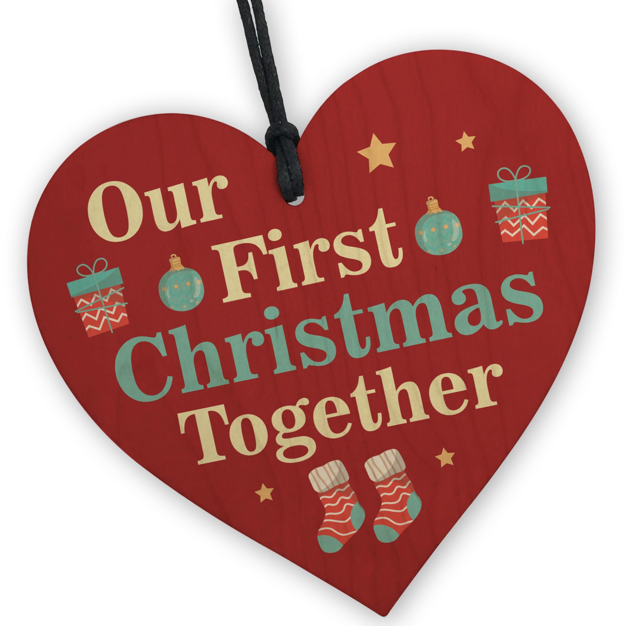 Red Ocean Our First Christmas Together Hanging Tree Decoration Bauble, Couple Gifts For Boyfriend Girlfriend, 1st Christmas Together Christmas Tree Bauble Decoration Ornament, Relationship Gifts