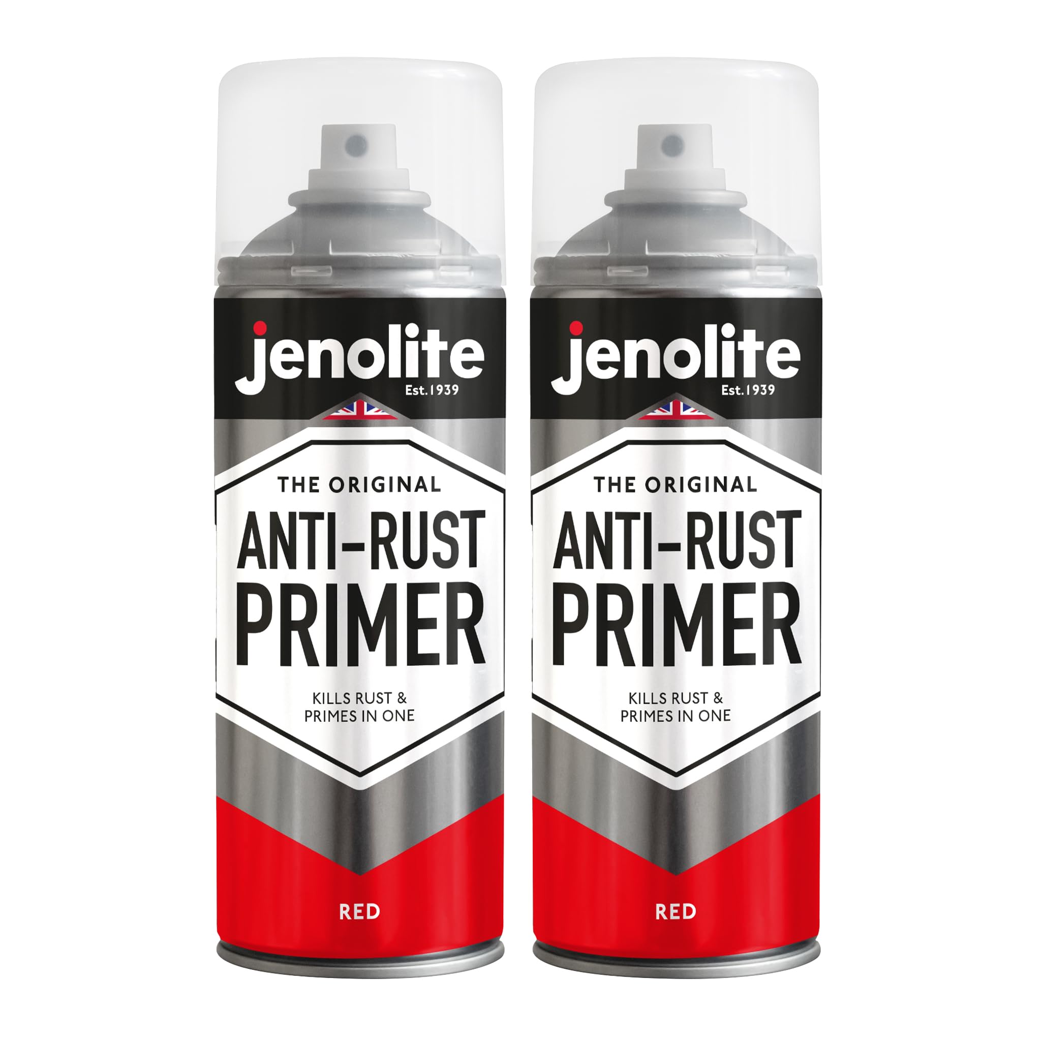 Jenolite Red Anti-Rust Primer Spray Paint | | 2X400ml | High Performance Metal Primer | Rust & Corrosion Protection | Primer Paint For Cars, Radiators, Garden Furniture & More