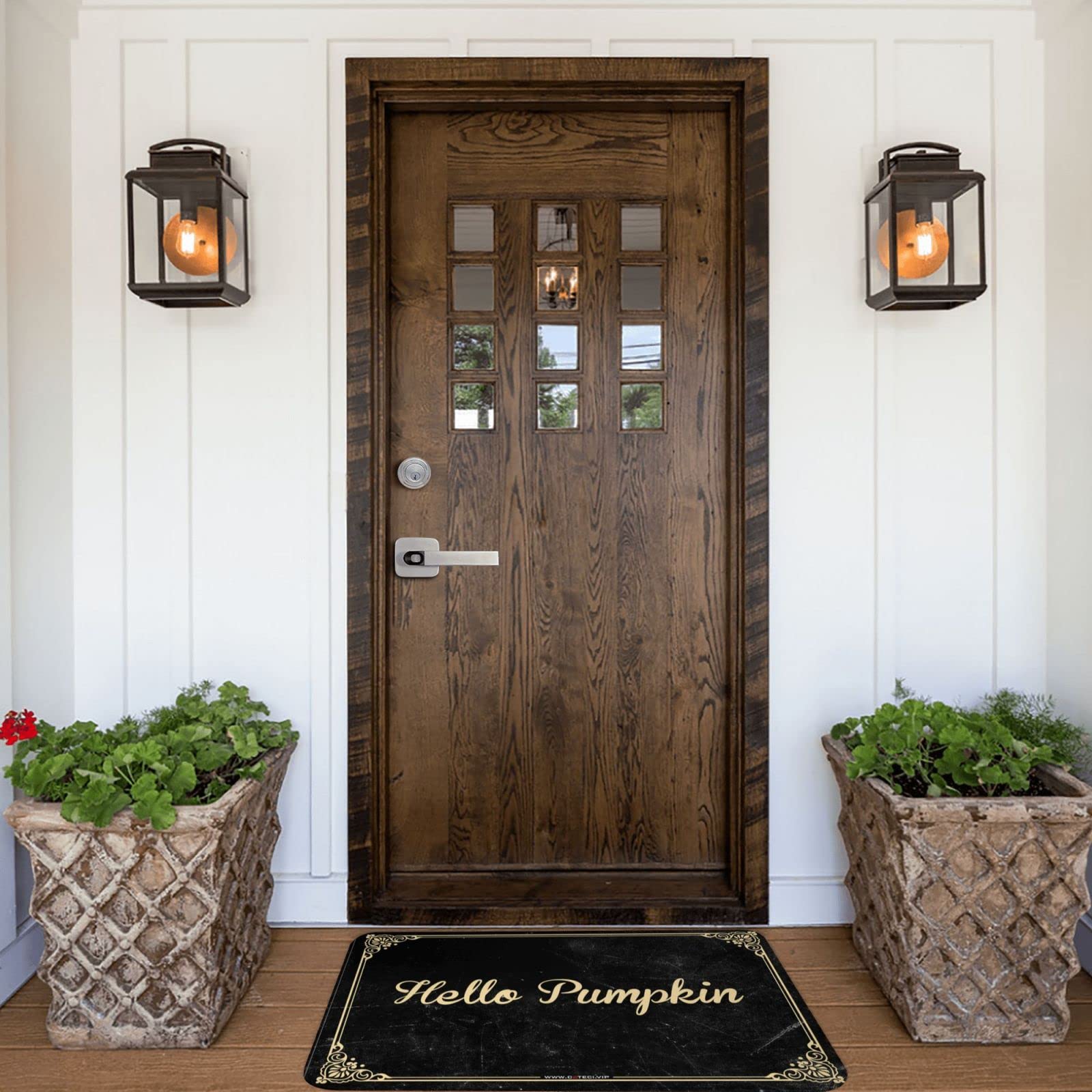 Zerbino invernale con scritta "Hello Pumpkin", decorazione per porte e interni (65 x 90 cm)