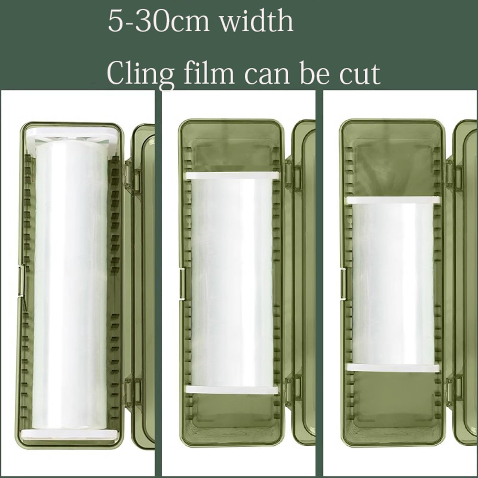 Dispensador De Envolturas De Plástico con Cortador, Cortador Ajustable Reutilizable De Film Transparente Apto para Supermercados, Cocinas, Envasado De Frutas Y Verduras(A+Plastic Wrap 300m)