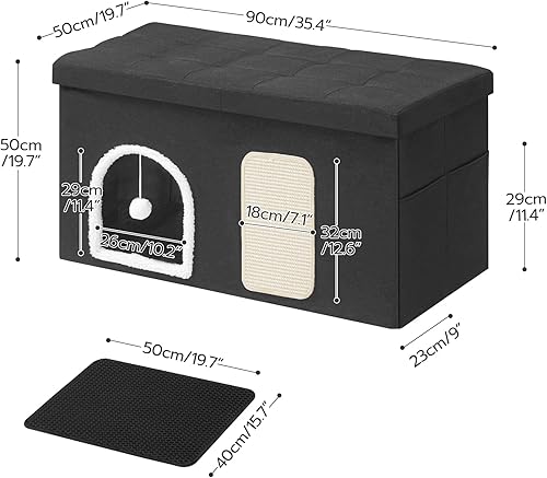Miniatura 3 de HOOBRO Caja de arena para gatos, muebles de interior con alfombrilla para gatos, muebles de caja de arena oculta, interior impermeable, incluye
