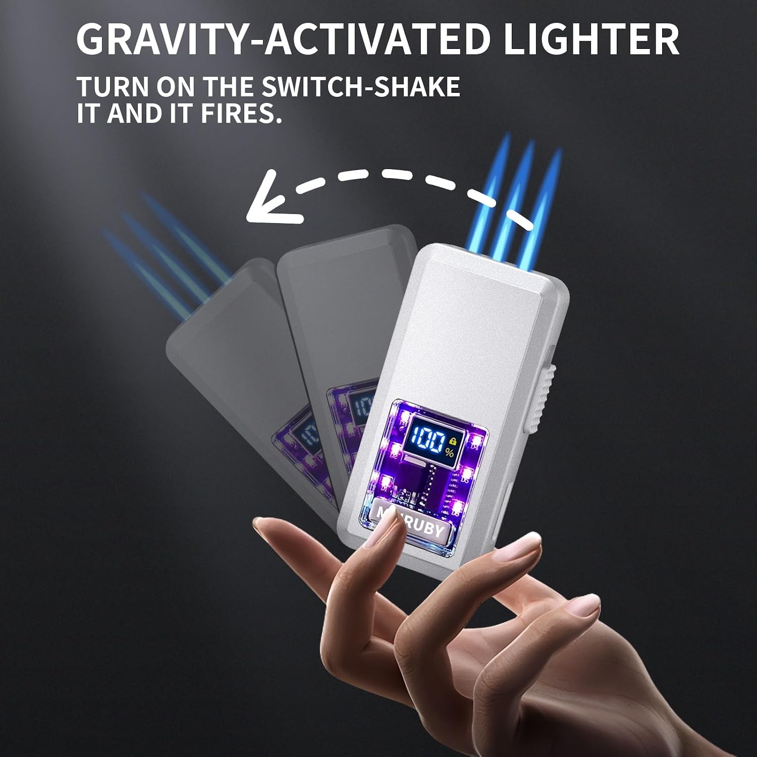 Stocking Stuffers Gifts for Men Adults, Unique Shake Ignition Torch Lighters, Refillable Butane Jet Lighters with RGB Light, Birthday Christmas Unique Gifts for Men Dad Husband (Fuel Not Included)