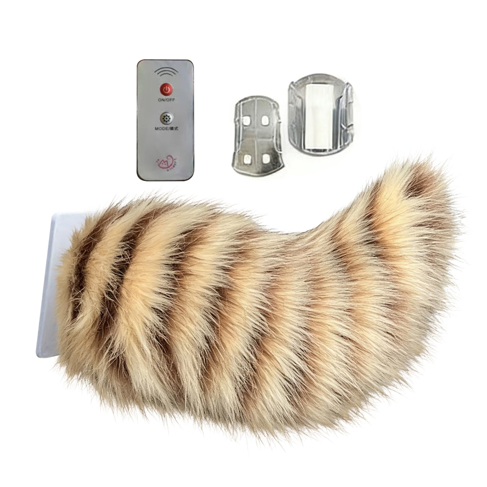 Stripe Remote Control Electric Car Tail,Cute Fuzzy Wagging Moving Adorable Cat Tail For Car,Usb Rechargeable,Fluffy Wagging Action,Universal Fit For Auto Trunk Decoration Cosplay Accessory