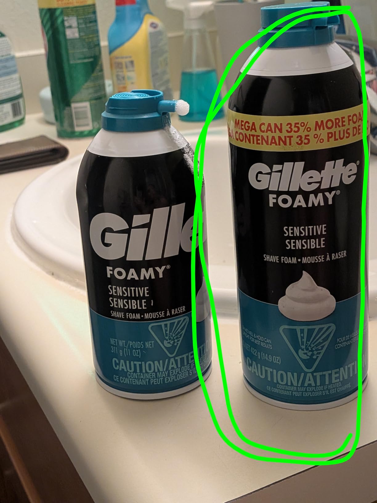 Gillette Foamy Sensitive Shave Foam for Men, Protection Against Shaving Irritation, Quick and Smooth Shave, sensitive skin, shaving cream, 14.9oz