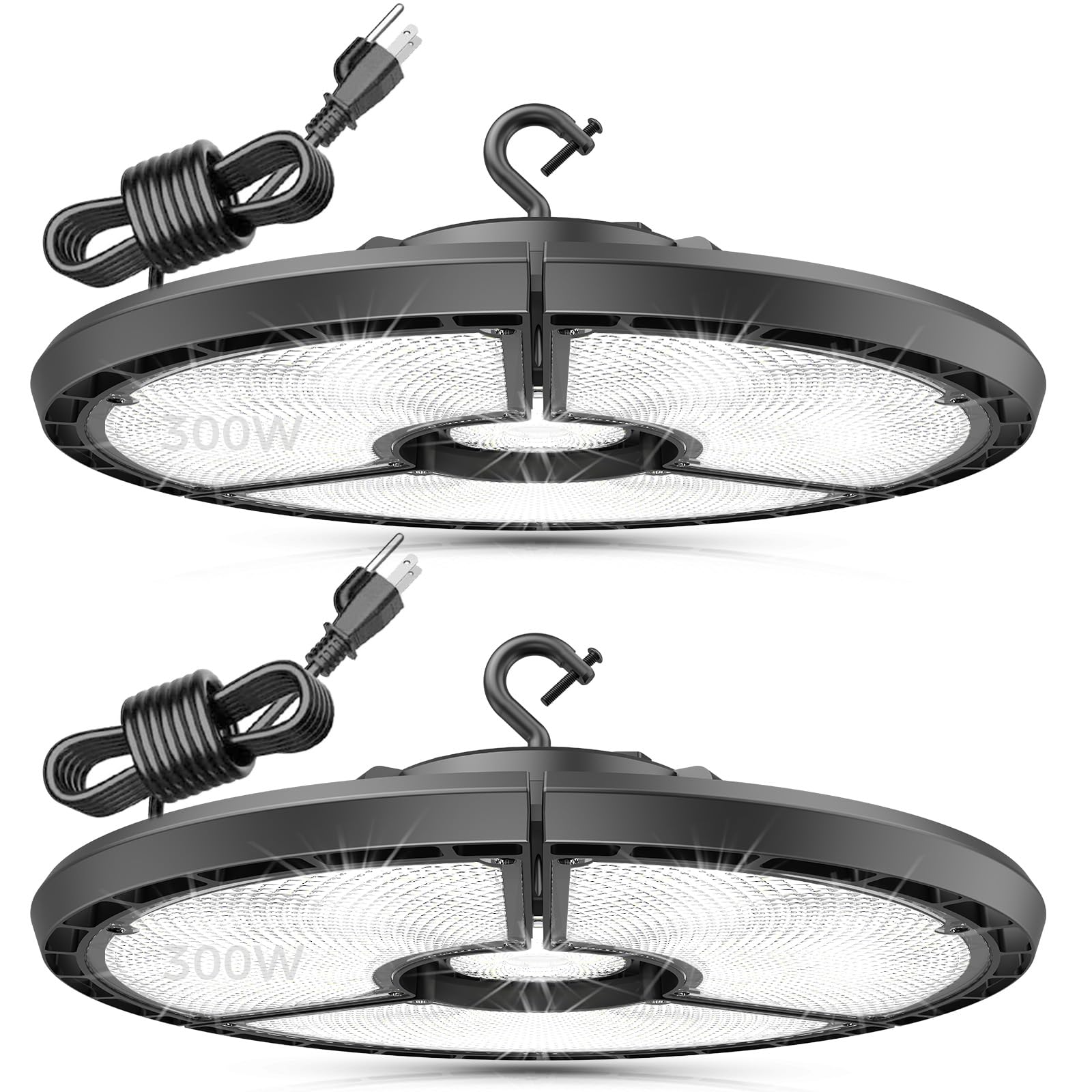 Photo 1 of RUNBARRY 300W LED Deformable High Bay Light (2-Pack)