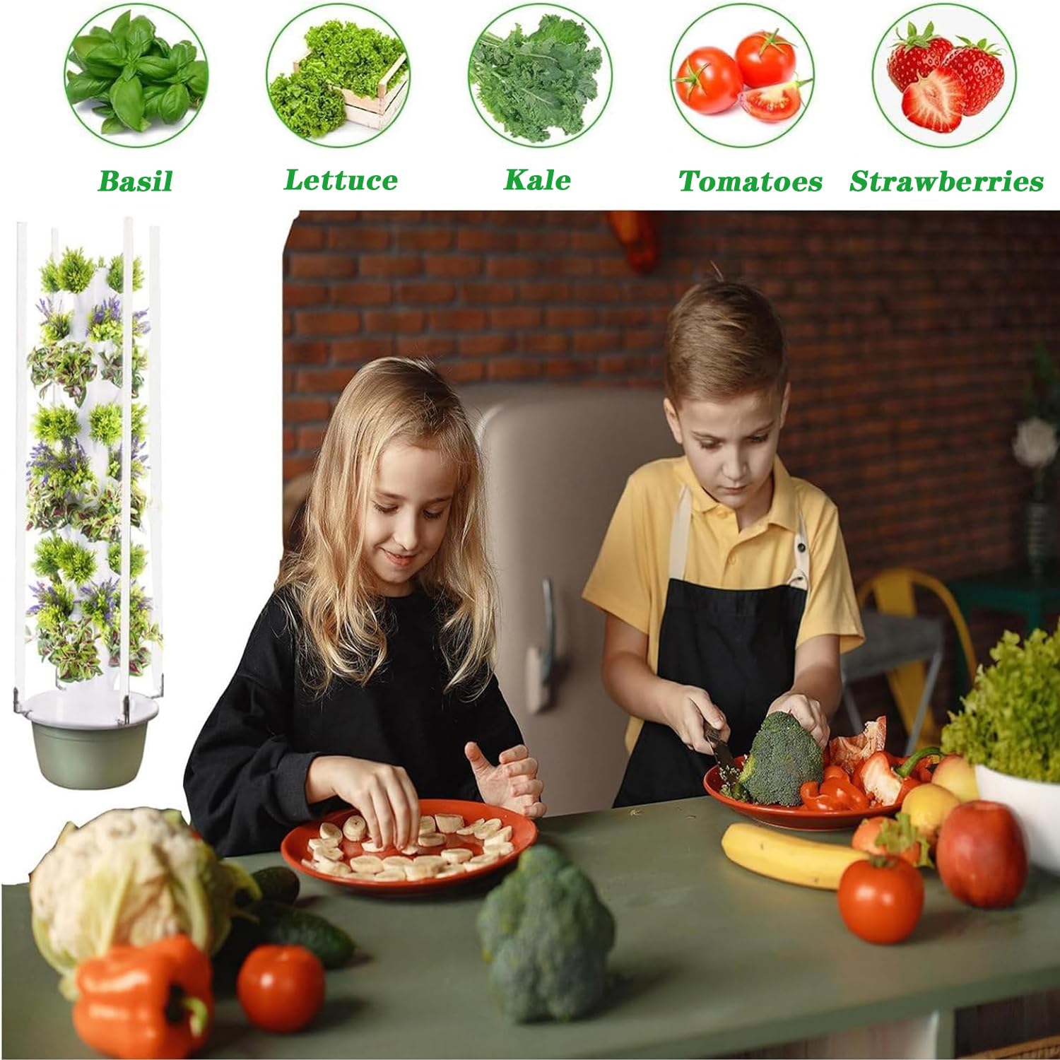 Hydroponisches Anbausystem, Hydroponischer Turm, Hydroponisches Keimungsset, Indoor-Vertikalturm-System-Kit für grünes Gemüse und Obst, für Kräuter, Obst und Gemüse, 9 Schichten