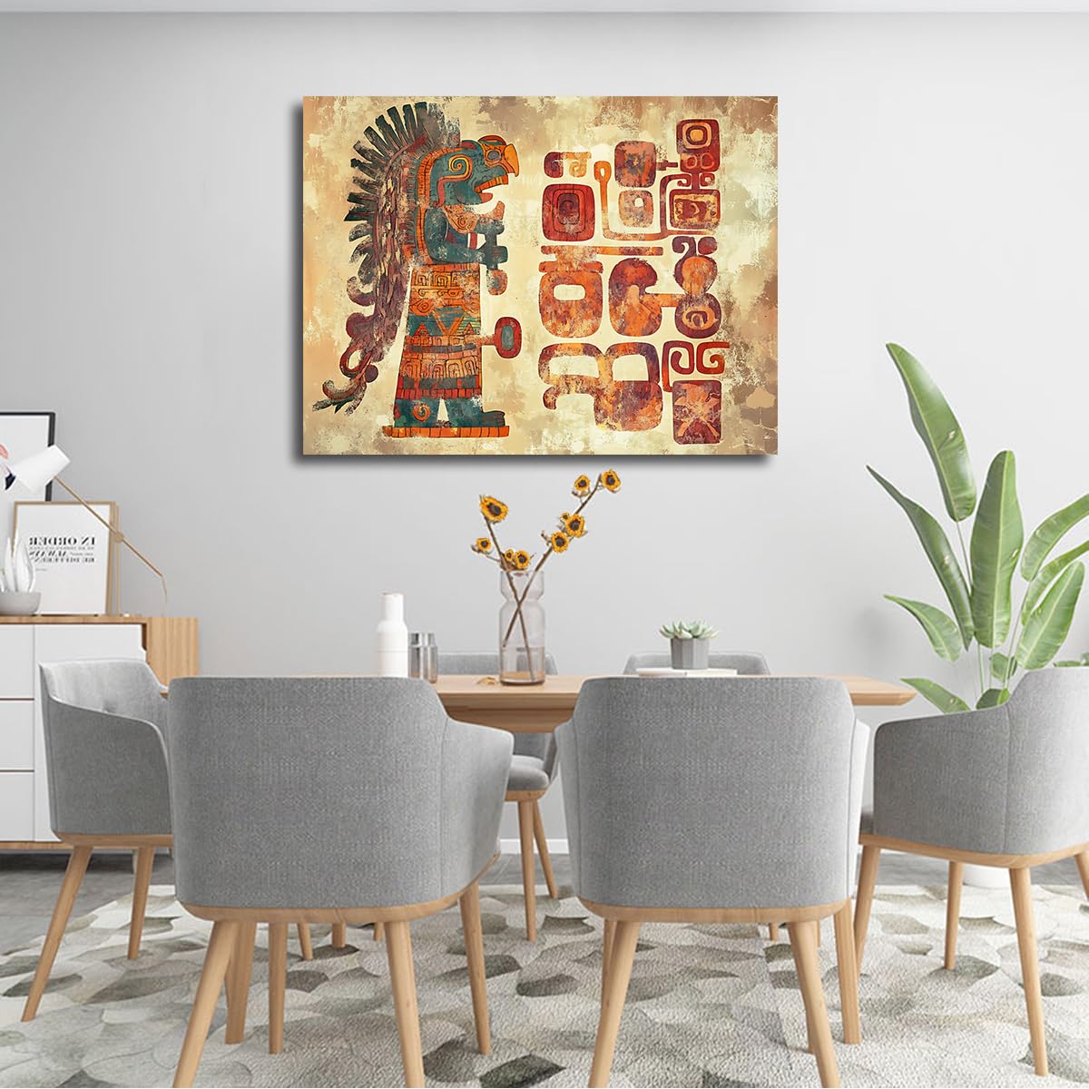 TOANGWALL Starożytny hieroglificzny plakat rdzenny wojownik wzór obraz vintage plemienny sztuka ścienna salon sypialnia jadalnia salon dekoracja domu 85 x 100 cm